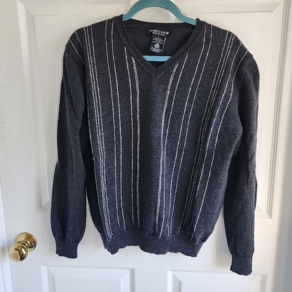 Marco Fiori 100% Pure Merino Wool Mens V neck Pullover Size L Made in Italy - Picture 1 of 10